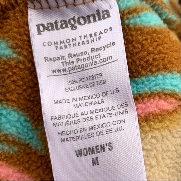 Patagonia Lightweight Synchilla Womens M Snap T Pullover Fleece Feather Print - Picture 15 of 16